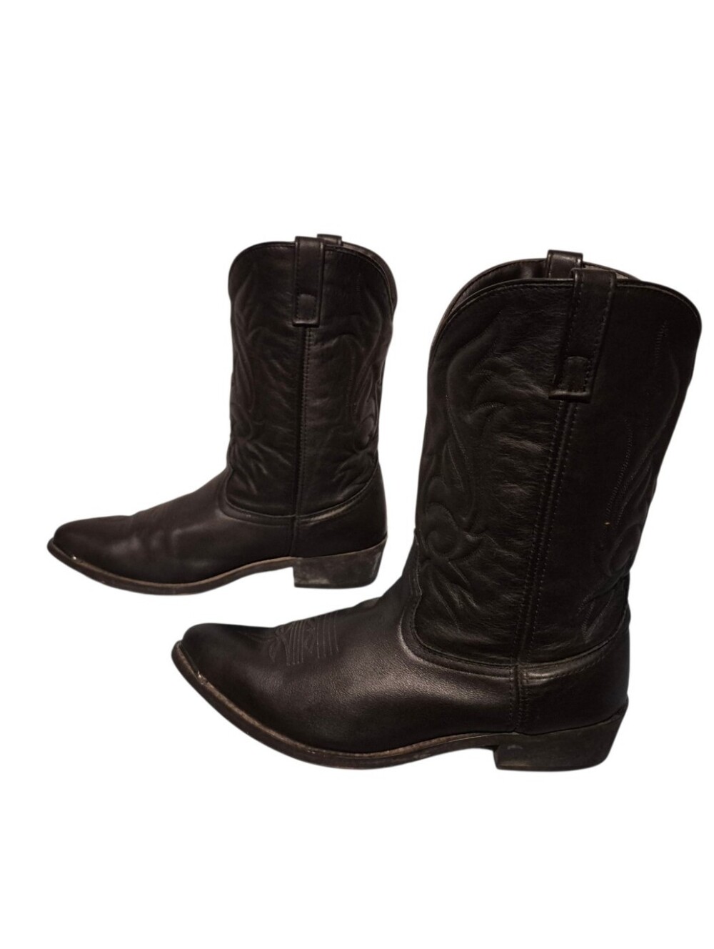 Black Leather Cowboy Western Pull-On Boots Men's Size 14 EW
